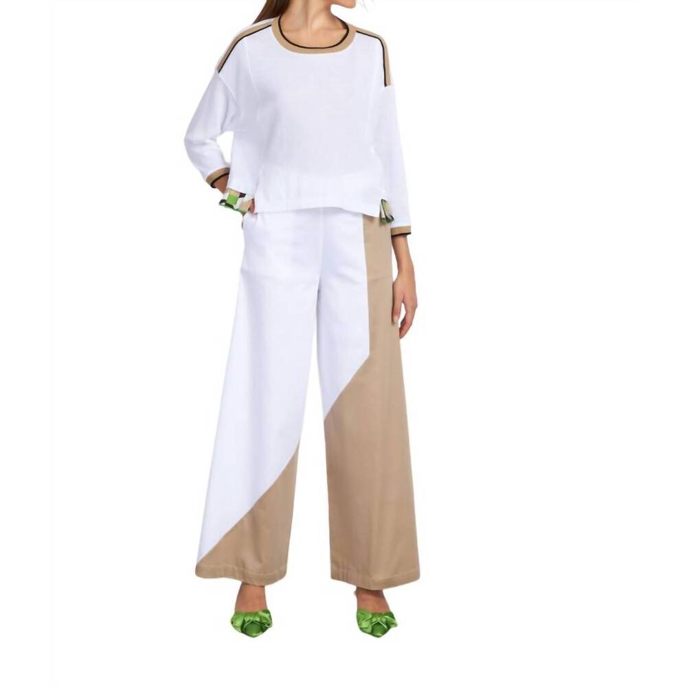 NEW TRICOT CHIC wide leg pants in white/taupe